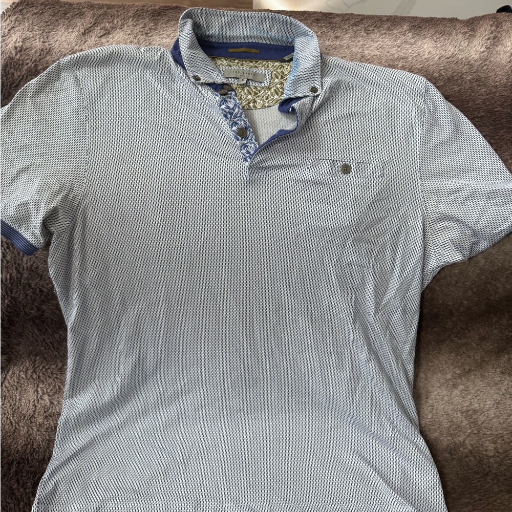 Ted Baker Navy and White Polo Shirt